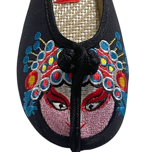 Backless Artistic Stitching Embroidered Owl Ethnic Slip-on Boho Flat Slippers - Picture 7 of 7